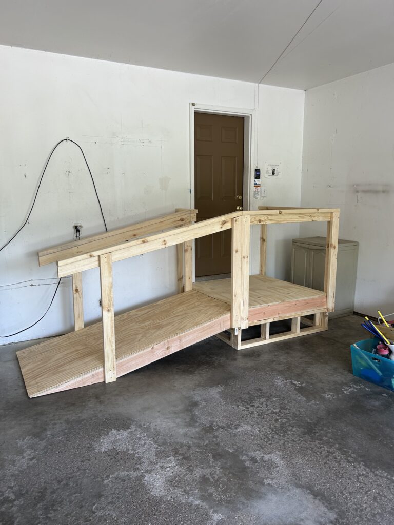 Garage to House Wood Ramp Installation in Savage — garage ramp construction